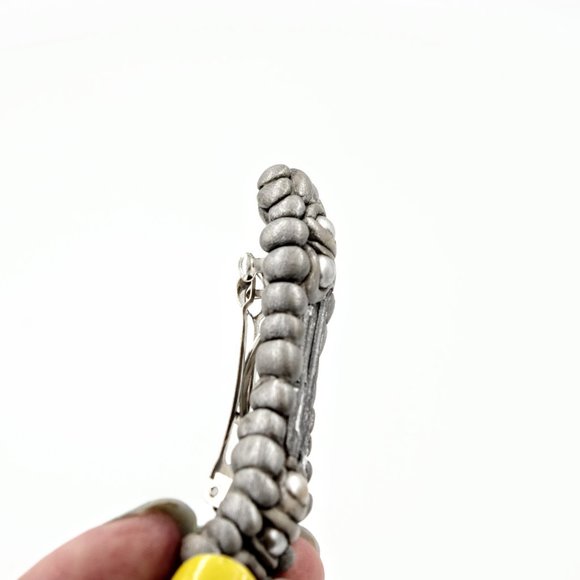 Pearl Hair Clip with Selenite, Hand Sculpted Polymer Clay - Picture 7 of 7